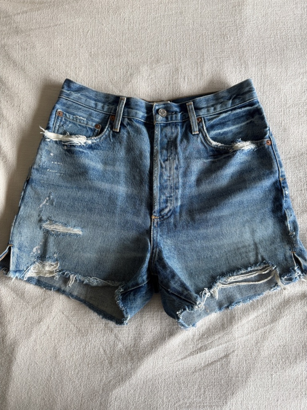 Agolde Dee HR Denim Shorts - Blue
